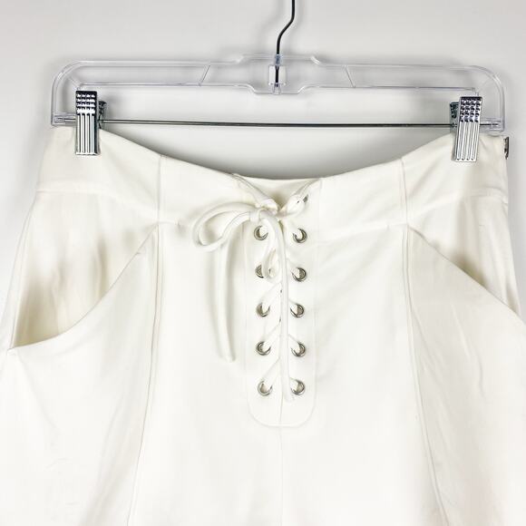 A.L.C. Kyle Crepe White Lace-Up Shorts High Waist Pockets Women’s Size 8 - Picture 4 of 11